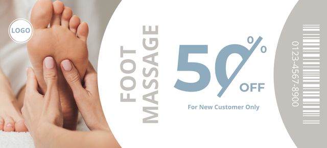 Foot Massage Discount for New Customers Coupon 3.75x8.25in Πρότυπο σχεδίασης