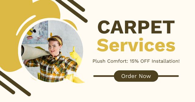 Pro Carpet Services With Discount On Installation Facebook AD Design Template