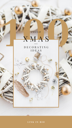 Decorating Ideas with Shiny Christmas wreath Instagram Story Design Template