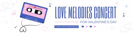 Template di design Annuncio del concerto di Love Melodies nel giorno di San Valentino Twitter