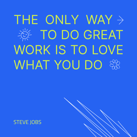 Motivational Phrase about Great Work on Blue LinkedIn post Design Template