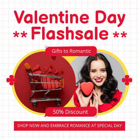 Top-notch Valentine's Day Flash Sale With Presents At Half Price Instagram AD Design Template
