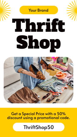 Ontwerpsjabloon van Instagram Story van Promotie van kortingen in Thrift Shop