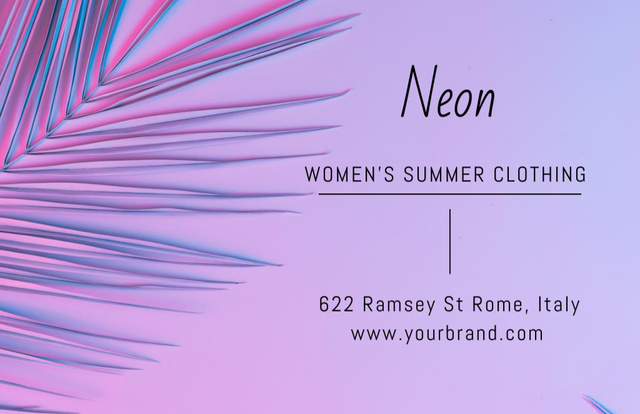 Advertisement for Women's Summer Clothing Store Business Card 85x55mm Modelo de Design