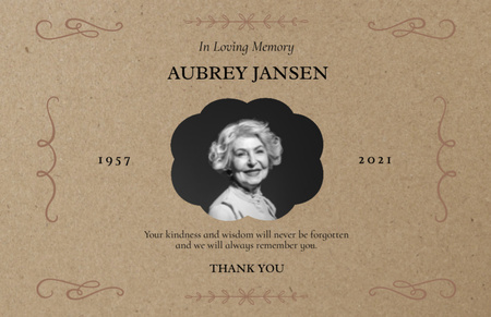 Card - In Loving Memory Thank You Card 5.5x8.5in Design Template