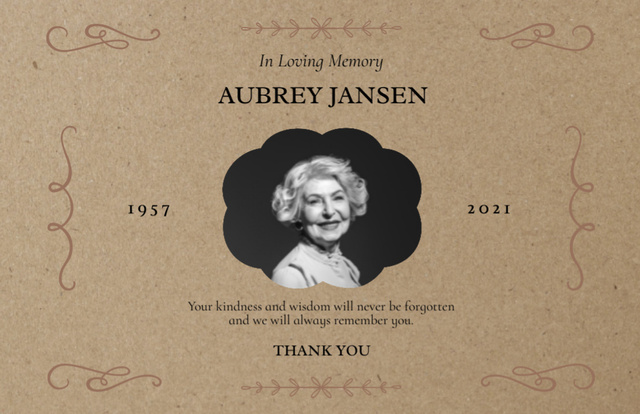 In Loving Memory of Deceased Lady Thank You Card 5.5x8.5in Design Template