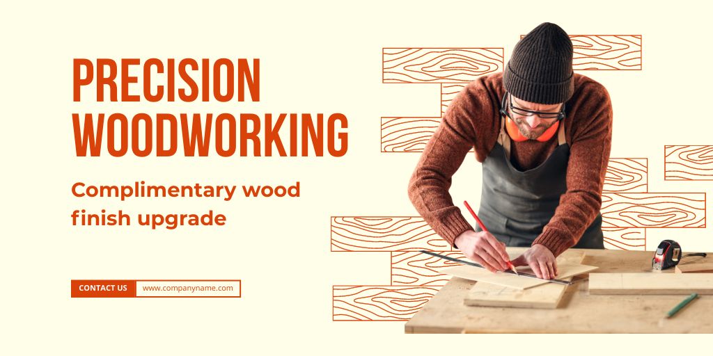 Fine Woodworking Service With Slogan Twitter Design Template