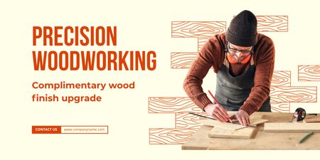Designvorlage Feiner Holzbearbeitungsservice mit Slogan für Twitter