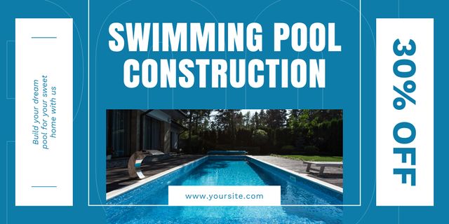 Construction of Swimming Pools Discount Twitter Šablona návrhu