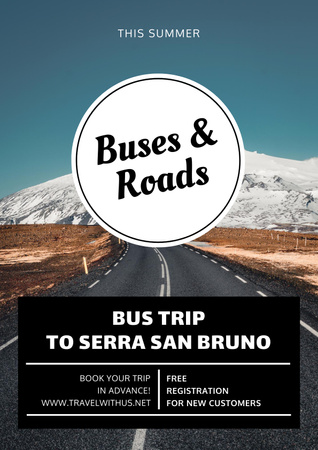 Plantilla de diseño de Viaje en autobús con vista panorámica de la carretera Poster 