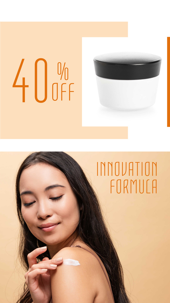 Cosmetics Sale Offer with Woman applying Cream Instagram Story Design Template