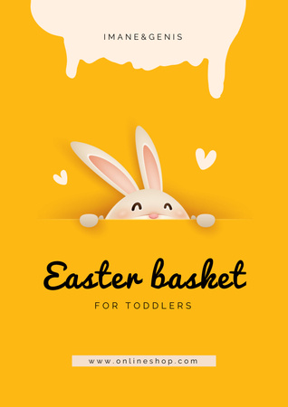 Easter Holiday Celebration Announcement with Cute Bunny Poster Design Template