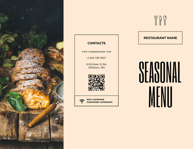 Plantilla de diseño de Seasonal Dish List With Dessert Menu 11x8.5in Tri-Fold 