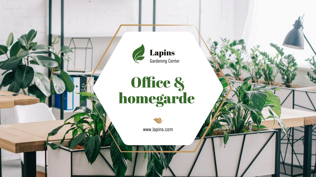 Template di design Gardening Center Ad with Plants in Modern Office Presentation Wide