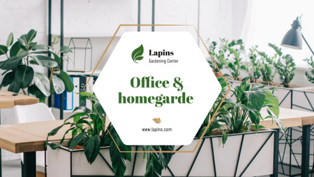 Gardening Center Ad with Plants in Modern Office Presentation Wide Design Template