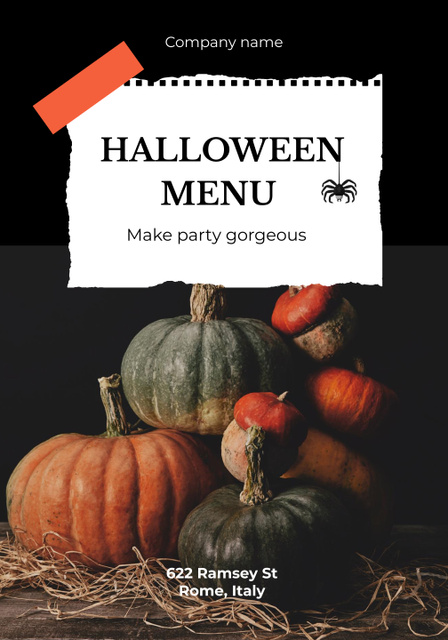 Halloween Menu Ad with Ripe Pumpkins Poster 28x40in Design Template
