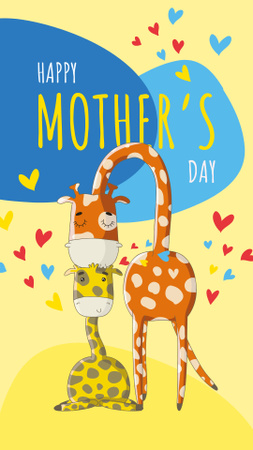 Giraffe kissing its baby on Mother's Day Instagram Story Design Template