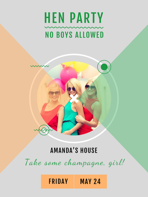 Modèle de visuel Hen Party invitation with Smiling Girls - Poster US