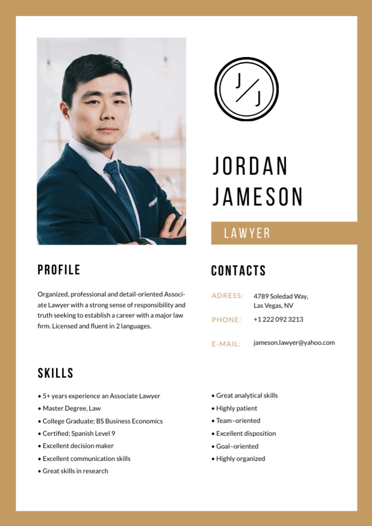 Platilla de diseño Professional Lawyer skills and experience Resume