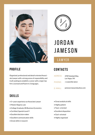 Professional Lawyer skills and experience Resume Modelo de Design