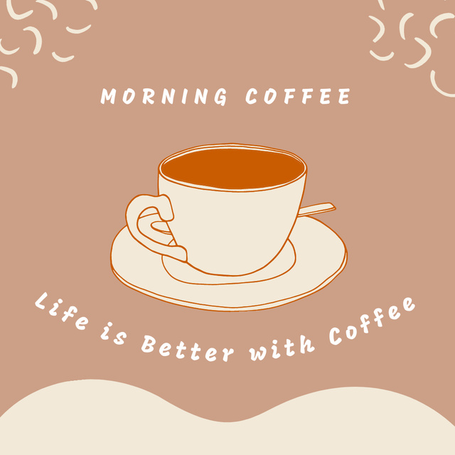 Illustration of Hot Coffee Cup Instagram tervezősablon