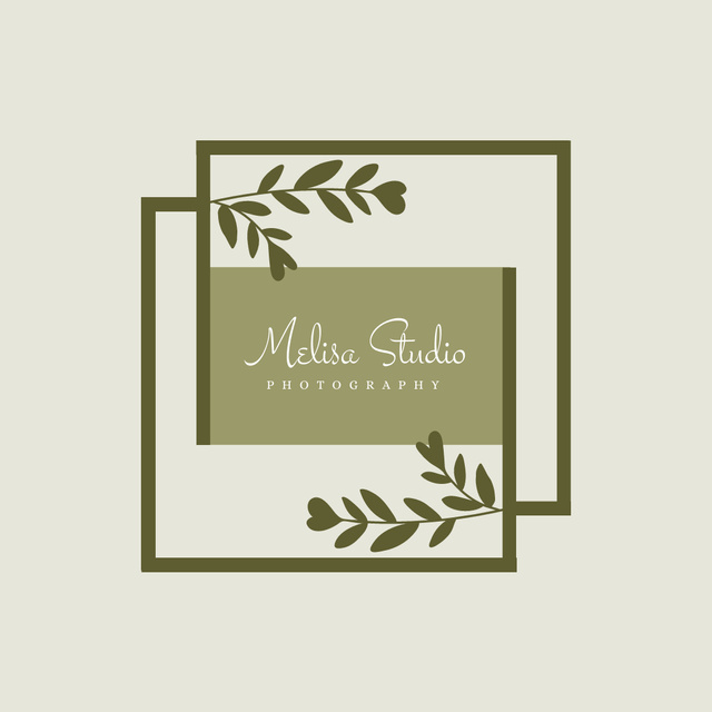 Platilla de diseño Emblem of Photography Studio with Green Twigs Logo 1080x1080px