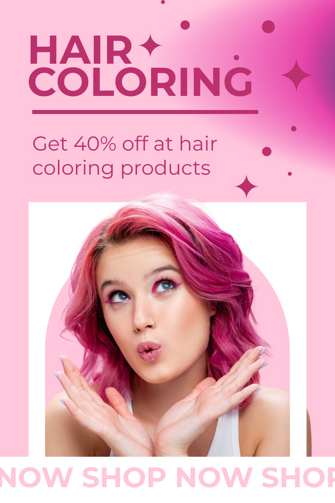 Template di design Discount on Trendy Pink Hair Coloring Products Pinterest