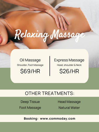 Young Woman Getting Relaxing Massage Poster US Design Template