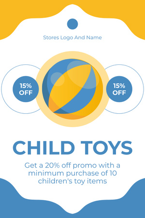 Designvorlage Angebot für Kinderspielzeug mit Rabatt für Pinterest