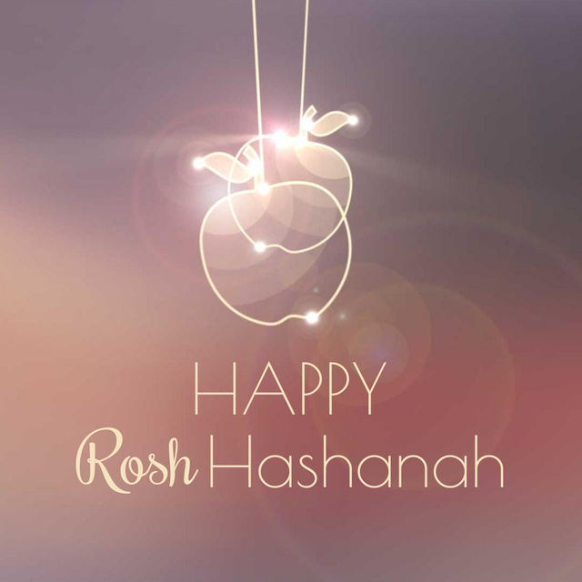 Rosh Hashanah garland with apples Animated Post Šablona návrhu