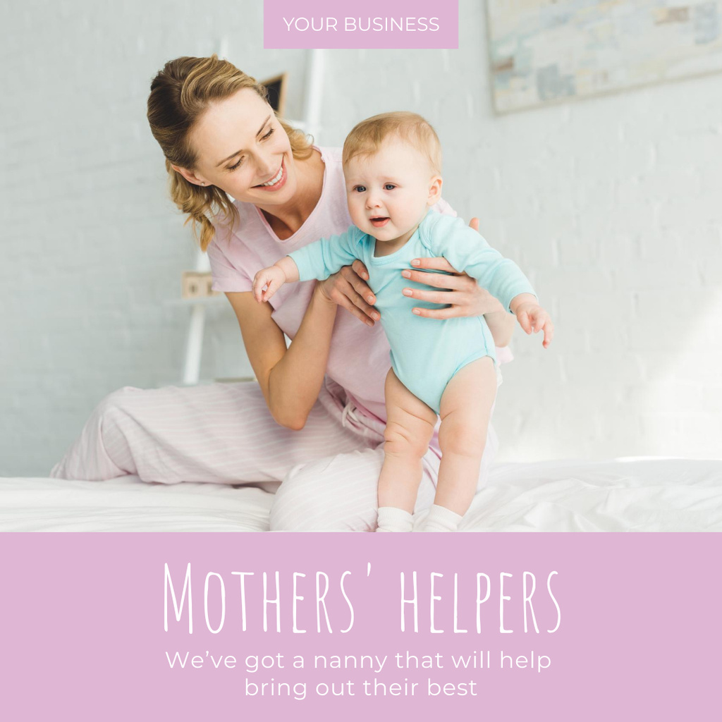 Helper Service Offering for Mothers with Cute Little Baby Instagram Tasarım Şablonu