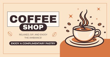 Designvorlage Heißes und aromatisches Kaffeeangebot im Shop für Facebook AD