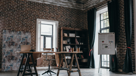 Cozy Design of Home Workplace Zoom Background – шаблон для дизайну