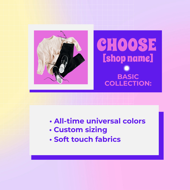 Custom Oriented Basic Fashion Collection Shop Animated Post Modelo de Design