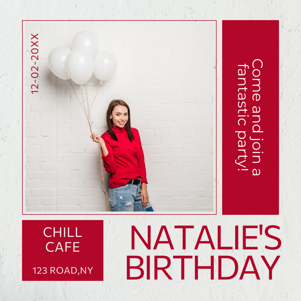 Come to My Birthday Party in Cafe Instagram Design Template