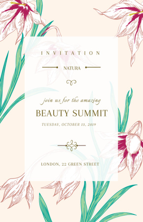 Beauty Summit bejelentése tavaszi virágokkal Flyer 5.5x8.5in tervezősablon