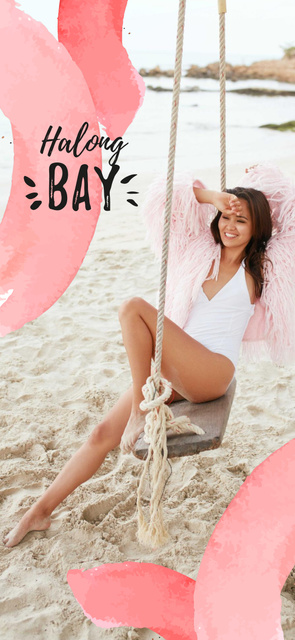 Happy Woman on Beach Swing Snapchat Moment Filter Design Template