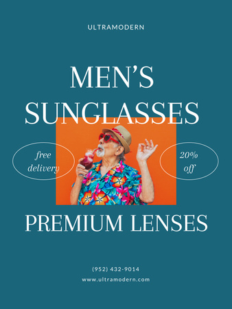 Plantilla de diseño de Men's Sunglasses Sale Offer Poster US 