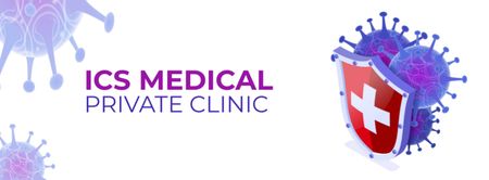Clinic ad with Virus model Facebook cover Design Template