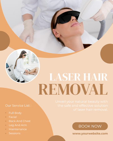 Painless Facial Laser Hair Removal Service Instagram Post Vertical Design Template