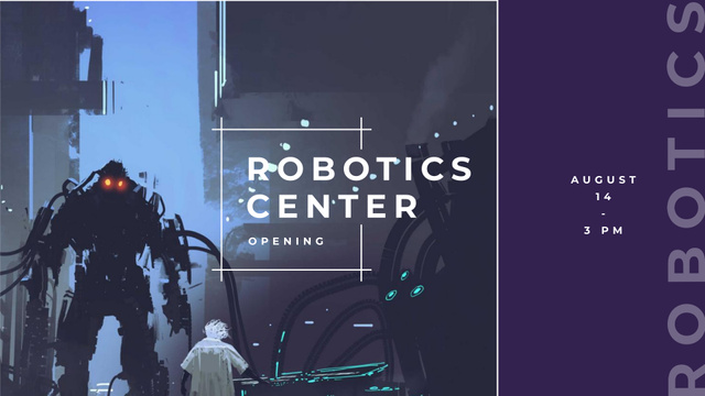 Robotics Center Ad with Cyber World illustration FB event cover Design Template