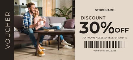 Home Furniture Discount Voucher Brown Coupon 3.75x8.25in Design Template