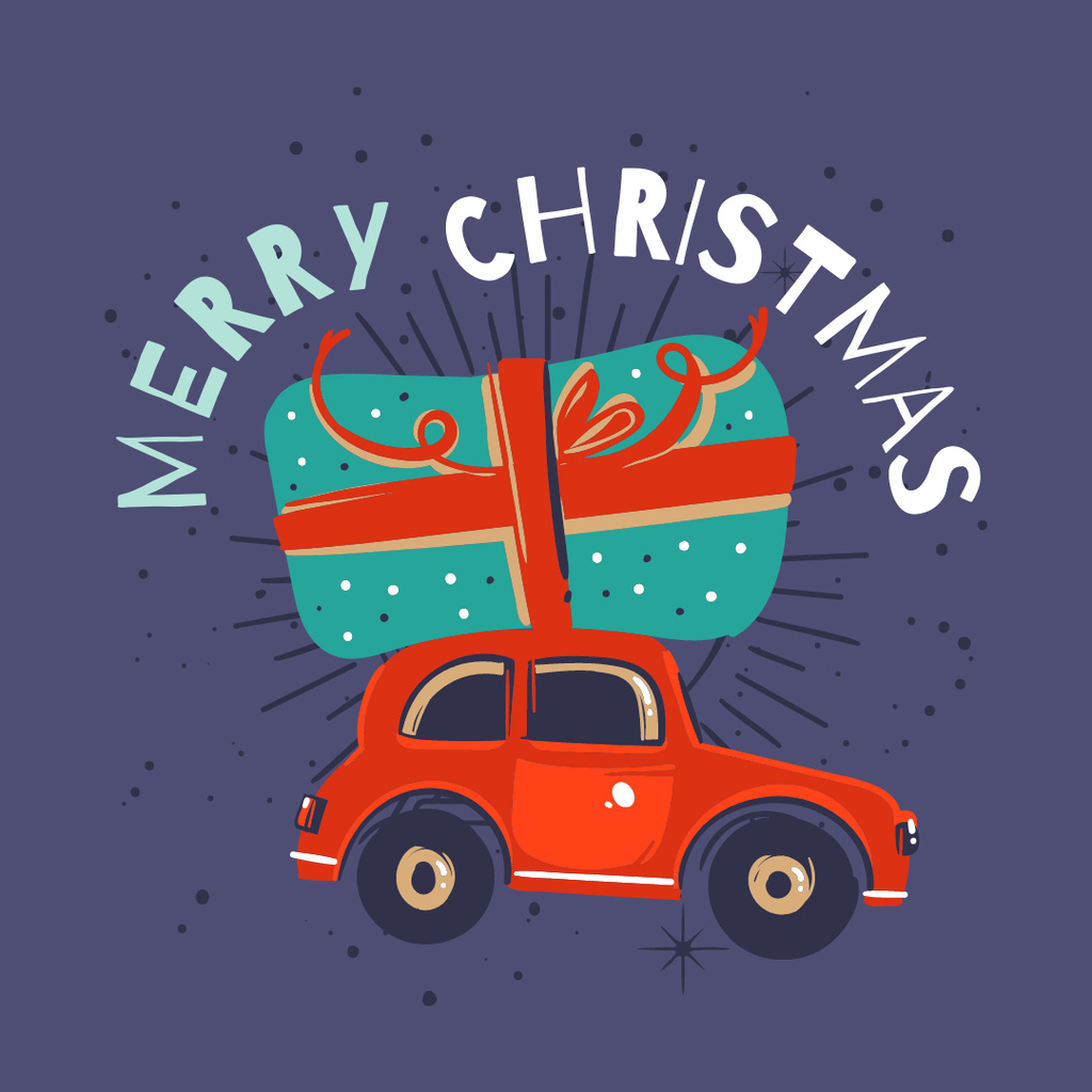Festive Christmas Car with Gifts Instagram Design Template