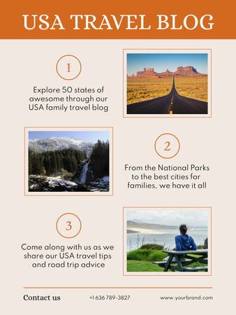 Travel Tour to USA Poster US Design Template