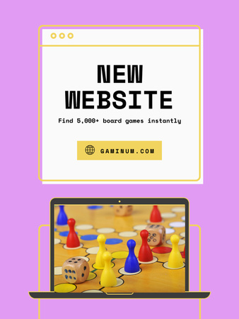 Entertaining Board Games Website Promotion In Pink Poster US Design Template