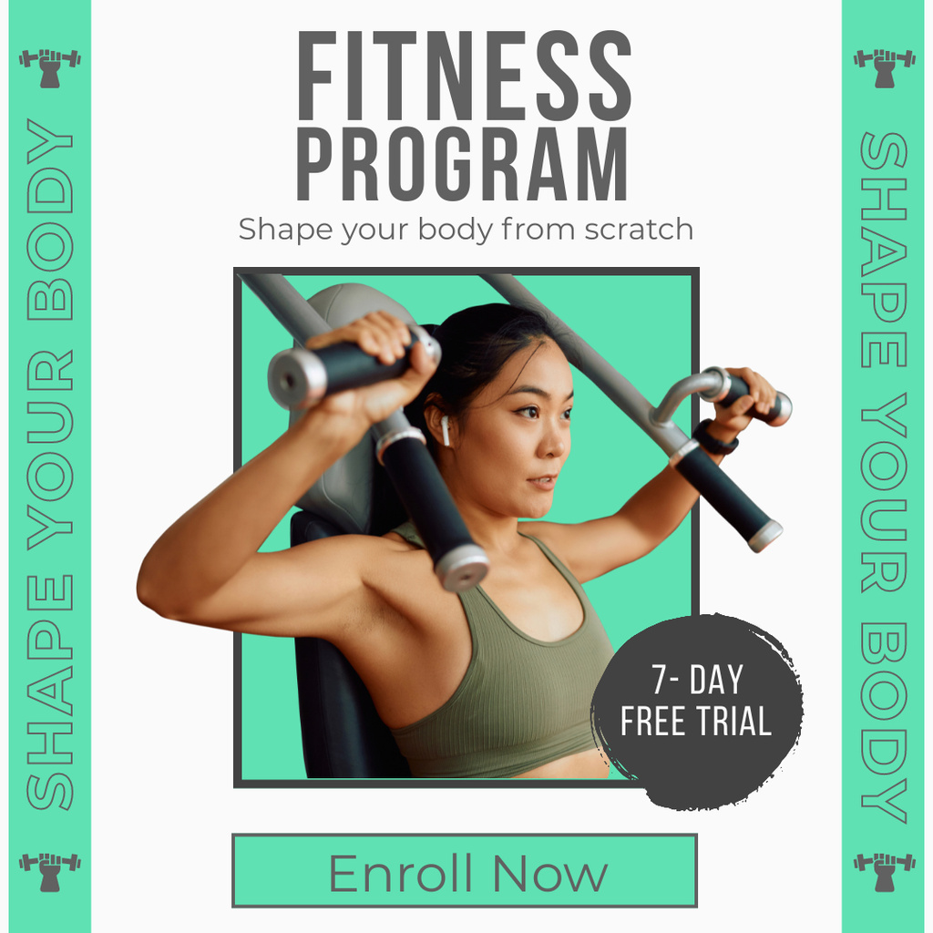 Ontwerpsjabloon van Instagram van Fitness Program Announcement