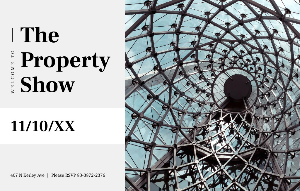 Modern Property Event Announcement With Glass Dome Invitation 4.6x7.2in Horizontal Šablona návrhu