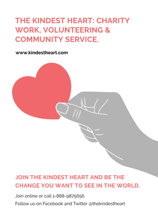 Charity Work with Heart in Hand Poster A3 Šablona návrhu