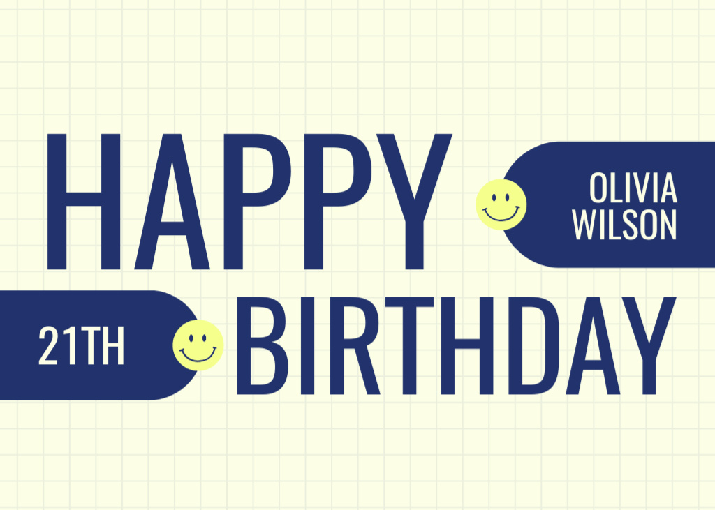 Simple Greeting Text for Birthday Postcard 5x7in Design Template