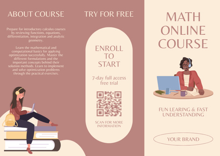 Modèle de visuel Offrir des cours en ligne en mathématiques - Brochure